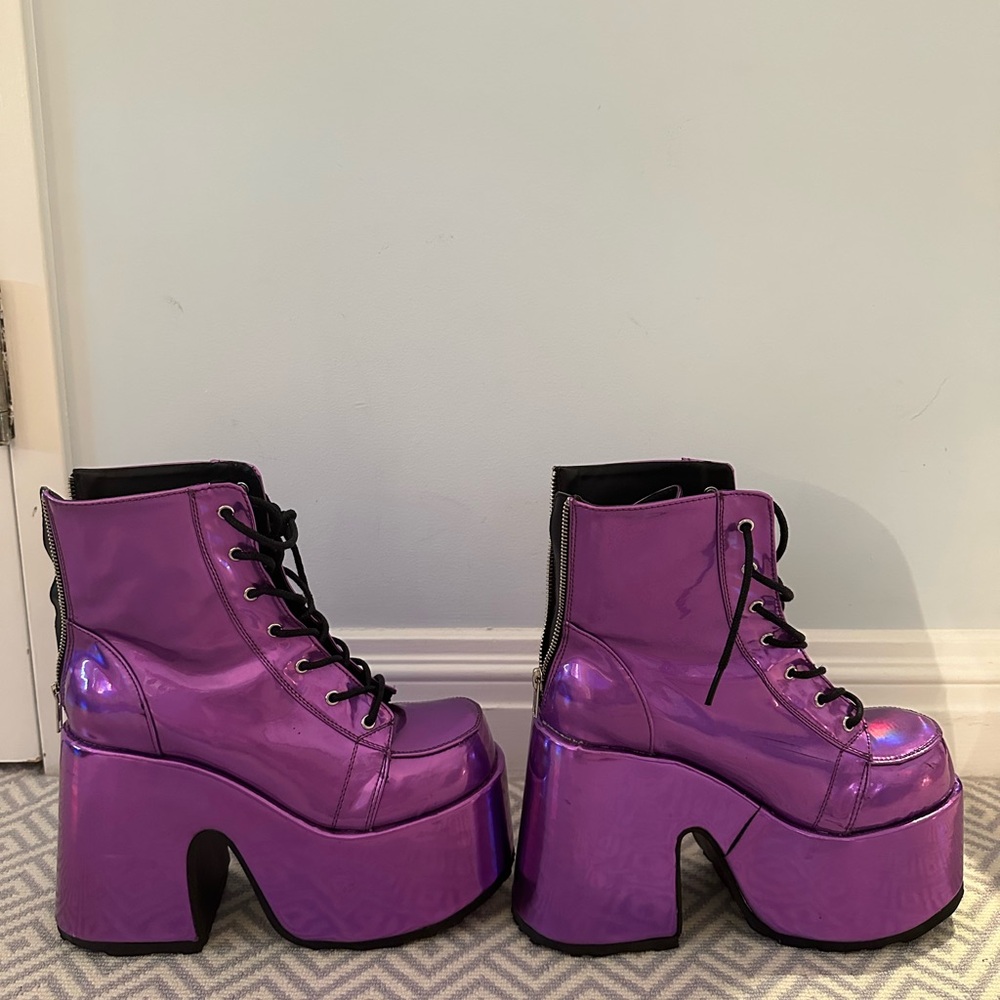 Purple Platform Ankle Boots